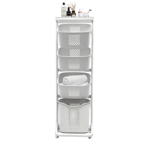 4-Tier Laundry Hamper Sorter with Wheels and Removable Baskets