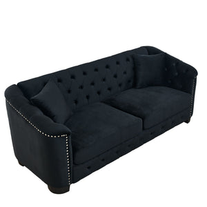 Modern Chesterfield Sofa With Tufted Backrest For Living Room