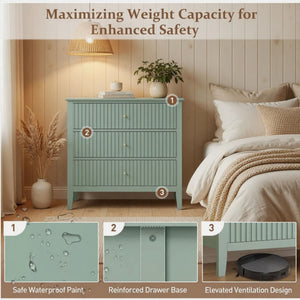 Fluted 3 Drawer Nightstand With Soft Close Slides