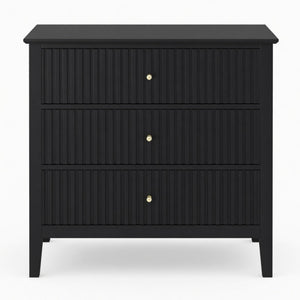 Fluted 3 Drawer Nightstand With Soft Close Slides