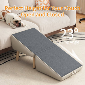 (UPGRADED) Dog Stairs for Small Dogs and Cats, Foldable 2-in-1 Wooden Pet Steps