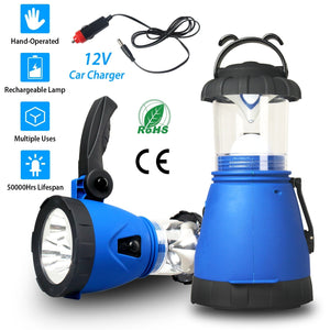 Camping Light Hand Crank Hiking Emergency Spotlight Lantern Lamps w/ Car Charger