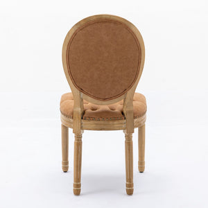 French Style Solid Wood Frame Antique Painting, Hand-Pulled Buckle Decoration Artificial Dining Chair With Nailhead Trim, Wood Legs