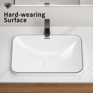 Undermount Bathroom Sink, Vessel Basin For Vanity Countertop - Milk White / Black