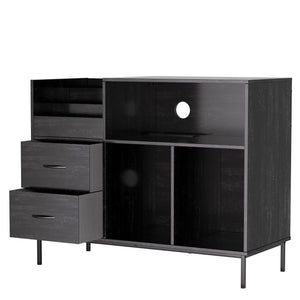 Grain Record Player Stand, Media Console With Speaker Shelf & 2 Drawers