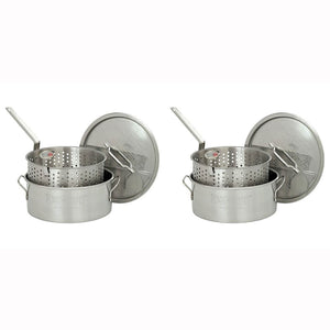 Bayou Classic Durable 10 Qt. Stainless Steel Fry Pot/Perforated Basket (2 Pack)
