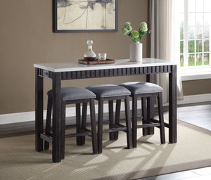 Necalli Marble Top Weathered 4 Piece Pack Counter Height Table Set - Espresso