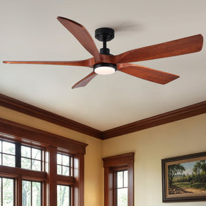 Ceiling Fan With Light And Remote Control, Noiseless, Dimmable, 6 Speeds Reversible For Indoor Or Covered Outdoor Use - Matte Black