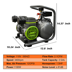 Oil Free Air Compressor with Quiet Low Noise and Portable Design