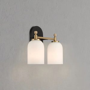 Vortex - 2 Lights Vanity In Style For Over Bathroom Mirror Wall Sconce - Black / Gold / White