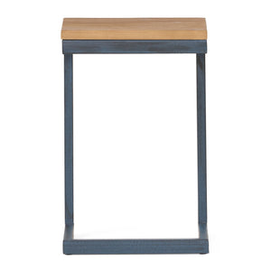Small C Shaped End Table With Iron Base And Fir Wood Top - Black