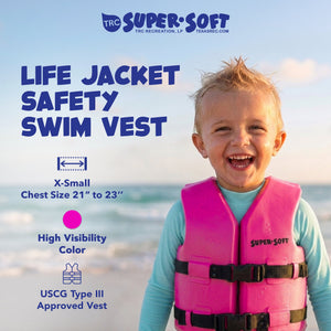 TRC Recreation Super Soft Child Life Jacket Swim Vest, X Small, Flamingo Pink