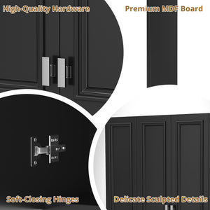 Wall Mounted Bathroom Cabinet With 5 Adjustable Shelves