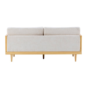 Emir 72" Square Arm 3-Seater Boucle Sofa with Cane Rattan and Wooden Frame