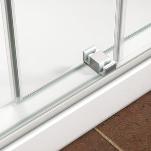 55"-60" W x 76" H Brushed Nickel Reversible Frameless Sliding Shower Door