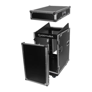 Odyssey FZ1316W 13U Top Slanted 16U Vertical Pro Combo Rack with Casters, Black