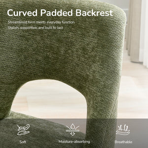 Upholstered Dining Chair With Curved Legs (Set of 2) - Green
