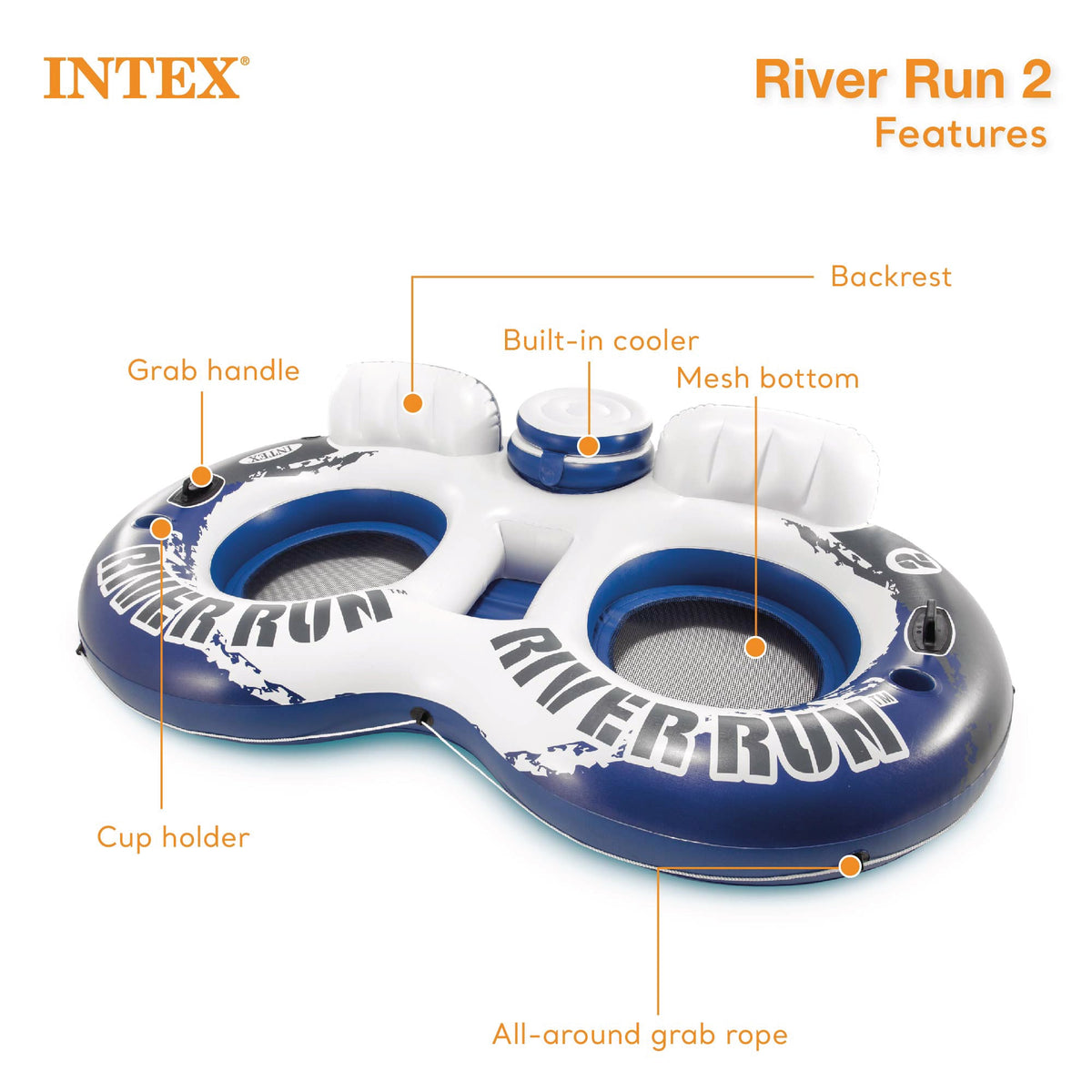 INTEX River Run Connect Inflatable Water Raft (4 Pack) + 2 Person Cool ...