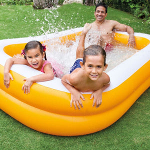 Intex 90in x 58in x 18in Outdoor Inflatable Family Swim Center, Orange (2 Pack) - TRAPSKI