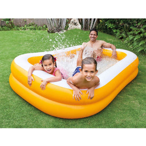 Intex 90in x 58in x 18in Outdoor Inflatable Family Swim Center, Orange (2 Pack) - TRAPSKI