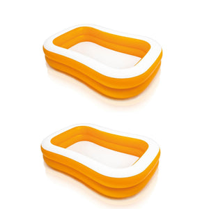 Intex 90in x 58in x 18in Outdoor Inflatable Family Swim Center, Orange (2 Pack) - TRAPSKI