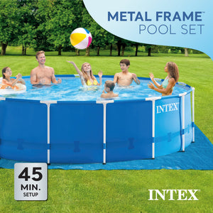 Intex Metal Frame 15' x 48" Outdoor Above Ground Pool Set with Round Pool Cover - TRAPSKI