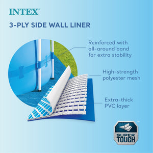 Intex Metal Frame 15' x 48" Outdoor Above Ground Pool Set with Round Pool Cover - TRAPSKI