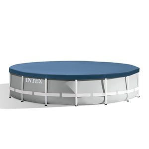 Intex Metal Frame 15' x 48" Outdoor Above Ground Pool Set with Round Pool Cover