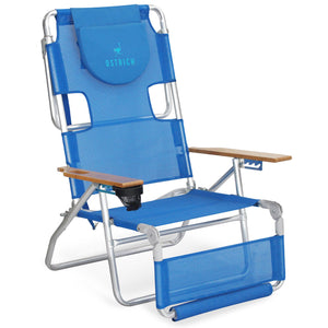 Ostrich The Original 3N1 Lightweight Beach Lounge Chair with Footrest, Blue