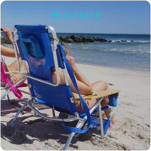 Ostrich The Original 3N1 Lightweight Beach Lounge Chair with Footrest, Blue