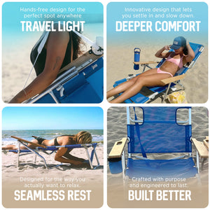 Ostrich The Original 3N1 Lightweight Beach Lounge Chair with Footrest, Blue
