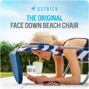 Ostrich The Original 3N1 Lightweight Beach Lounge Chair with Footrest, Stripe