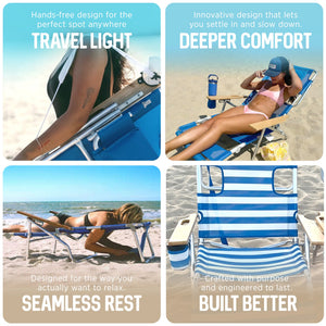 Ostrich The Original 3N1 Lightweight Beach Lounge Chair with Footrest, Stripe