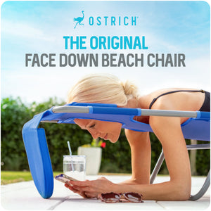 Ostrich The Original Chaise Lounge Facedown Beach Pool Tanning Chair, Ocean Blue