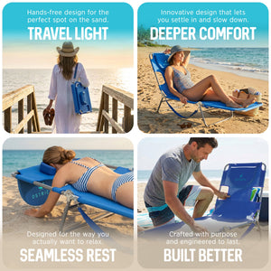 Ostrich The Original Chaise Lounge Facedown Beach Pool Tanning Chair, Ocean Blue