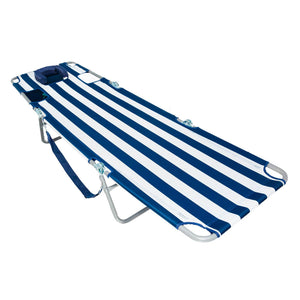 Ostrich Chaise Lounge, Facedown Beach Camping Pool Tanning Chair, Blue Stripe