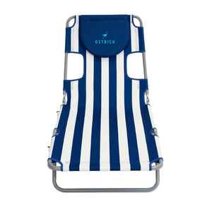 Ostrich Chaise Lounge, Facedown Beach Camping Pool Tanning Chair, Blue Stripe