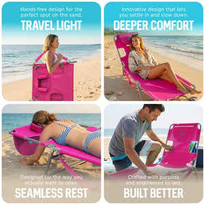 Ostrich The Original Chaise Lounge, Facedown Beach Pool Tanning Chair, Pink
