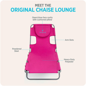 Ostrich The Original Chaise Lounge, Facedown Beach Pool Tanning Chair, Pink