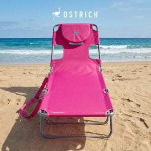 Ostrich The Original Chaise Lounge, Facedown Beach Pool Tanning Chair, Pink