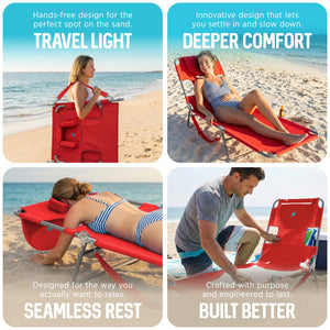Ostrich The Original Chaise Lounge, Facedown Beach Pool Tanning Chair, Red