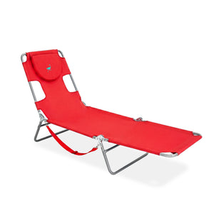 Ostrich The Original Chaise Lounge, Facedown Beach Pool Tanning Chair, Red