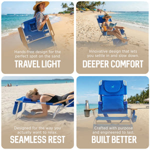 Ostrich The Deluxe 3N1 Lightweight Outdoor Beach Lounge Chair w/ Footrest, Blue