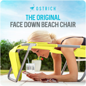 Ostrich The Deluxe 3N1 Lightweight Outdoor Beach Lounge Chair w/ Footrest, Lime