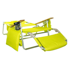 Ostrich The Deluxe 3N1 Lightweight Outdoor Beach Lounge Chair w/ Footrest, Lime