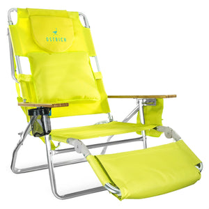 Ostrich The Deluxe 3N1 Lightweight Outdoor Beach Lounge Chair w/ Footrest, Lime