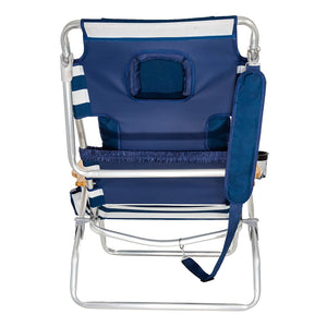 Ostrich The Deluxe 3N1 Lightweight Beach Lounge Chair w/ Footrest, Blue Stripe