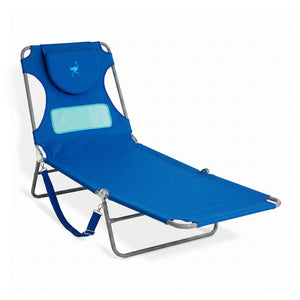 Ostrich The Ladies Comfort Lounger Foldable Beach Pool Tanning Chair, Ocean Blue