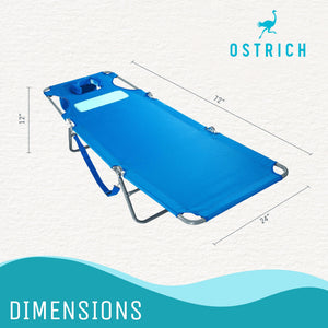 Ostrich Comfort Lounger Face Down Sunbathing Chaise Lounge Beach Chair (3 Pack)