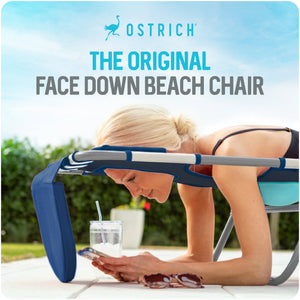 Ostrich The Ladies Comfort Lounger, Foldable Beach Pool Tanning Chair, Stripe